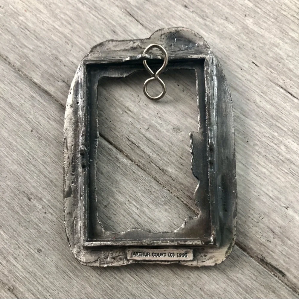 Vintage 1990 Arthur Court Mini Pewter Cat Themed Picture Frame